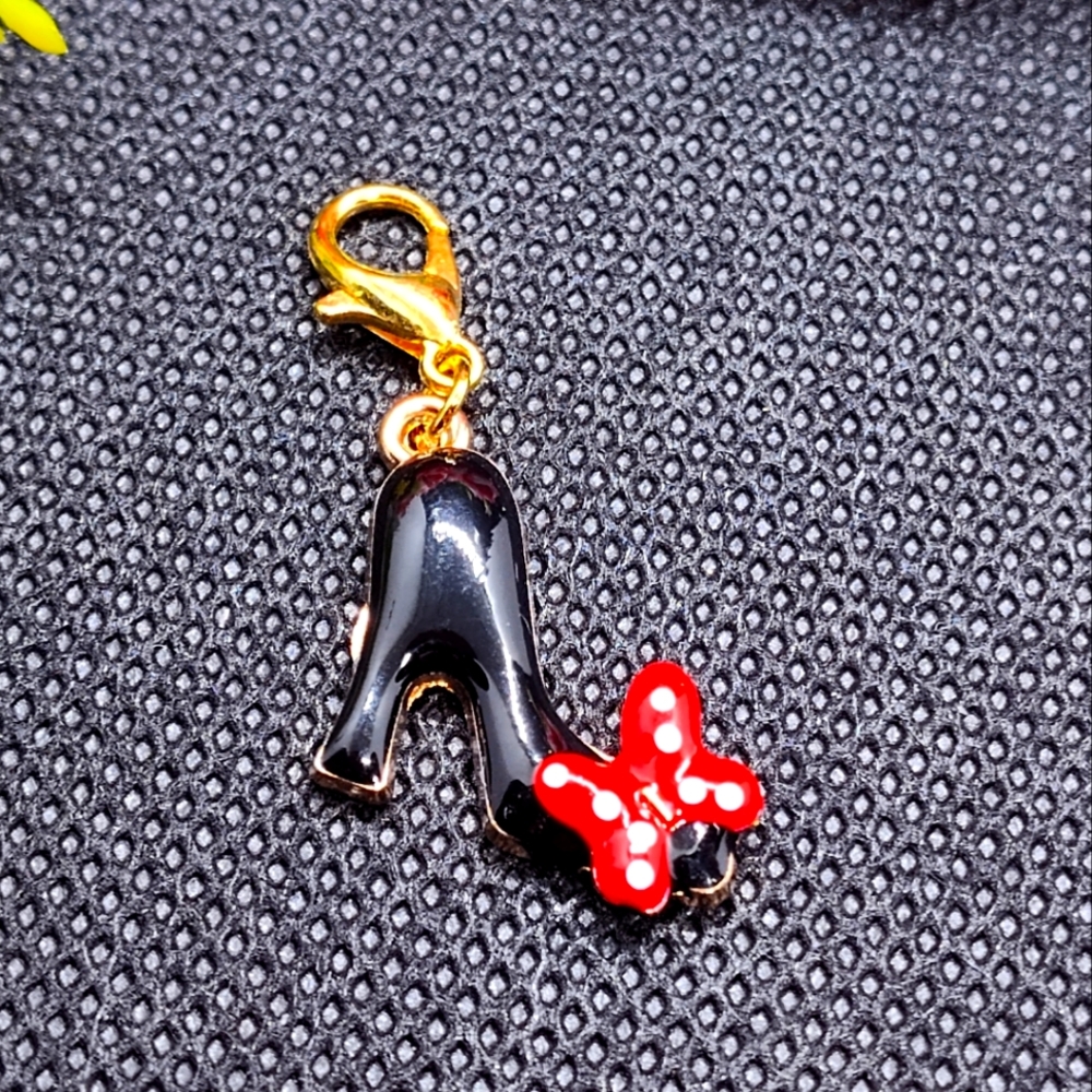 Black Stiletto Shoe Charm Add-on for a bridle collar Bracelet purse bag charm